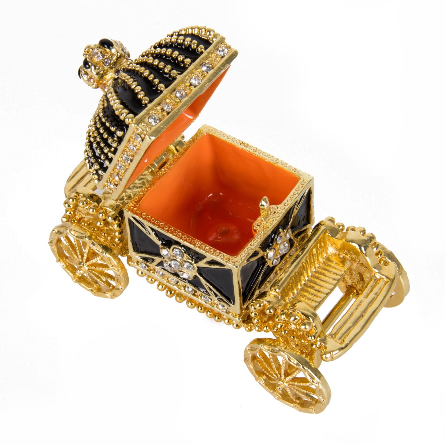 Royal Crown Carriage Enamel Jewelry Box with Crystal Accent