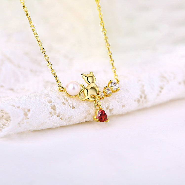 Cathy Garnet Pearl Necklace