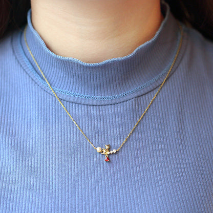 Cathy Garnet Pearl Necklace