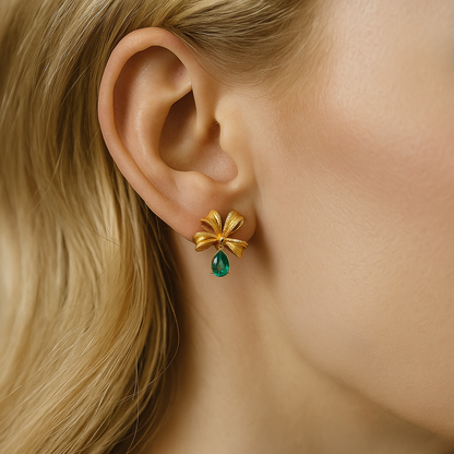 Bella Emerald Grace Bow Earrings