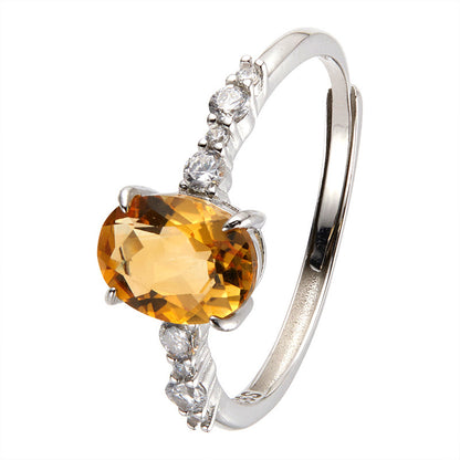 Aurora Oval Gemstone Open Ring