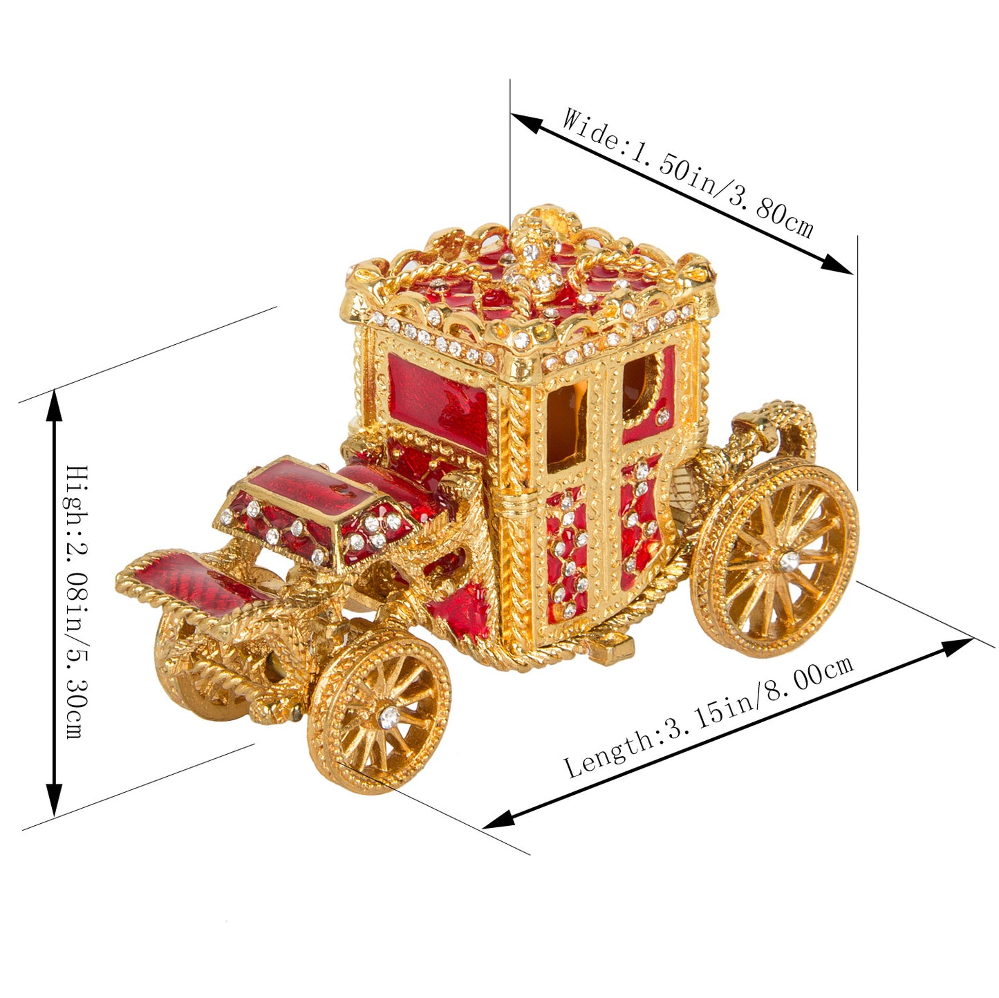 Regalia Enamel Carriage Jewelry Box with Crystal Accents