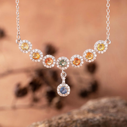 Celeste Rainbow Clarity Energy Sapphire Necklace