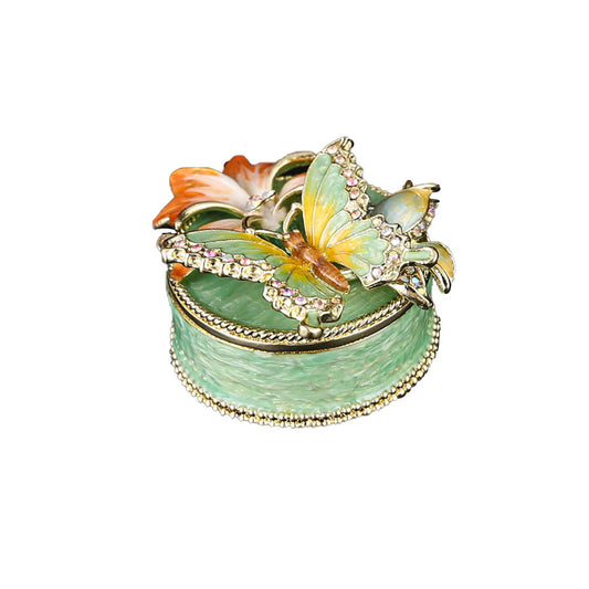 Sakura Butterfly Enamel Jewelry Box – Crystal Floral Trinket Case