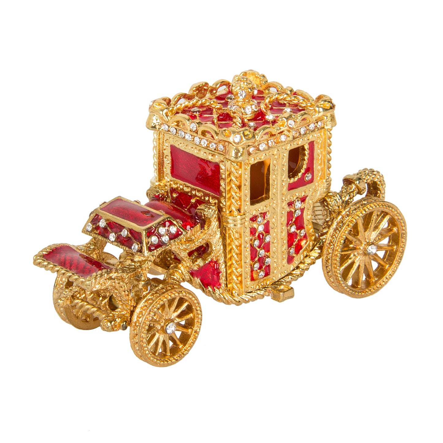 Regalia Enamel Carriage Jewelry Box with Crystal Accents