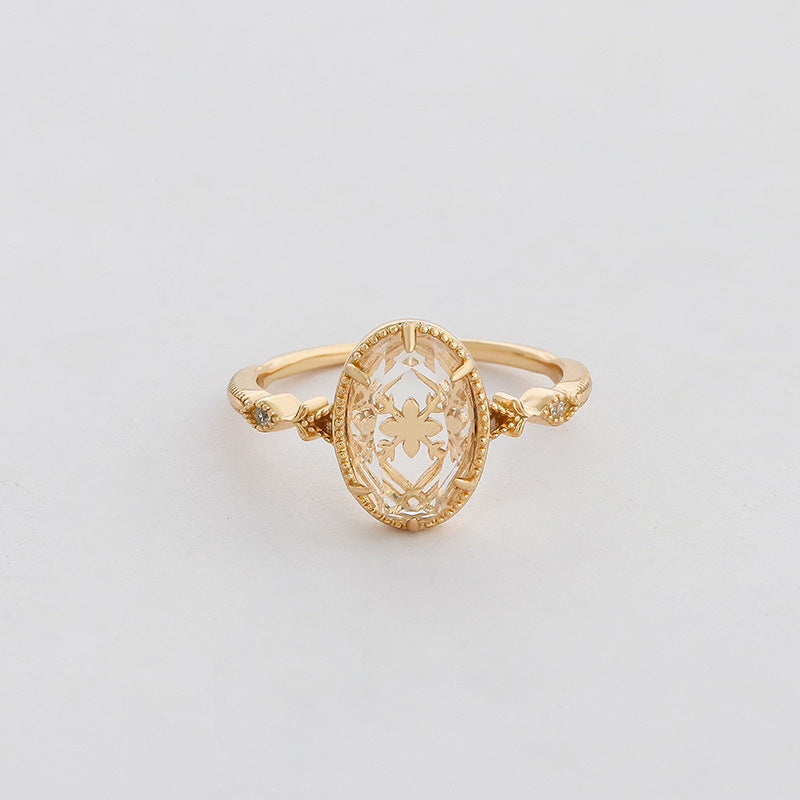 Celeste Blossom White Crystal Ring