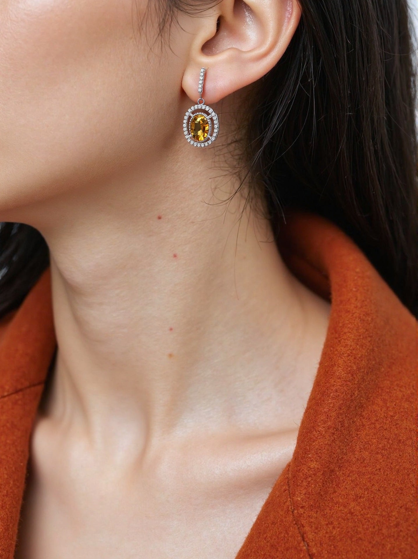 Aurélie Oval Gemstone Drop Earrings