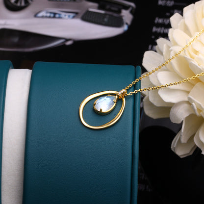 Aqua Aura Layered Gemstone Pendant Necklace