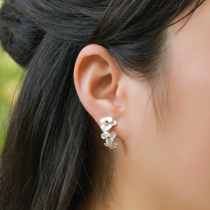 Moon Orchid Asymmetric Hand-Brushed Earring