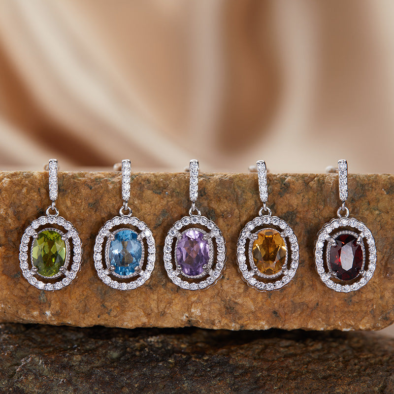 Aurélie Oval Gemstone Drop Earrings