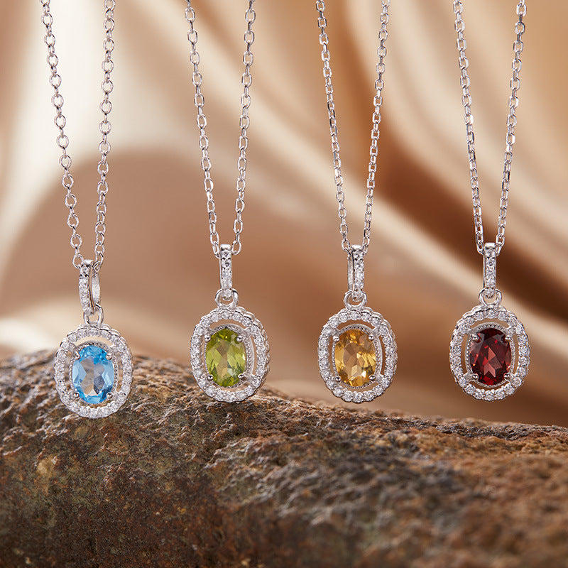 Aurélie Oval Gemstone Necklace