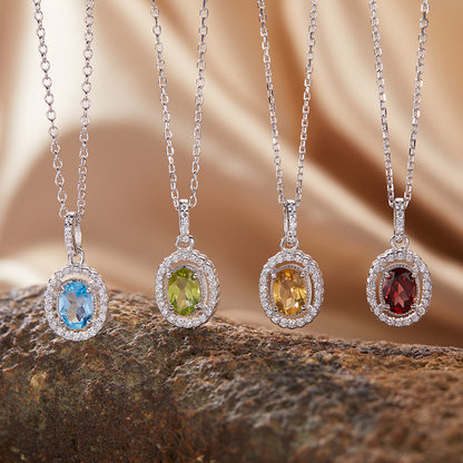 Aurélie Oval Gemstone Necklace