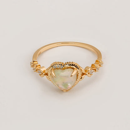 Aurora Heart Opal Shell Ring