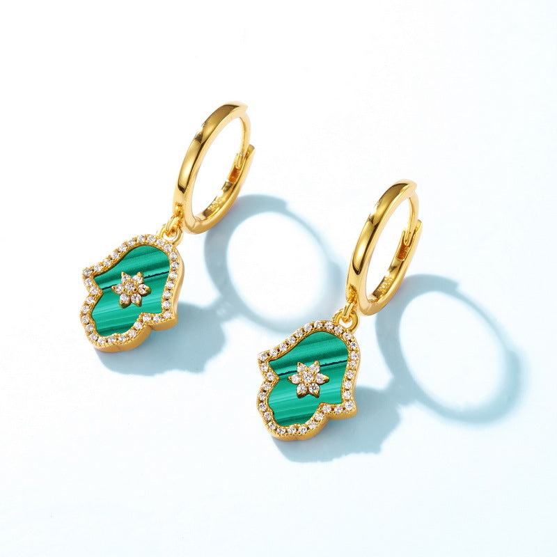 Ella Malachite Guardian Hoop Earrings