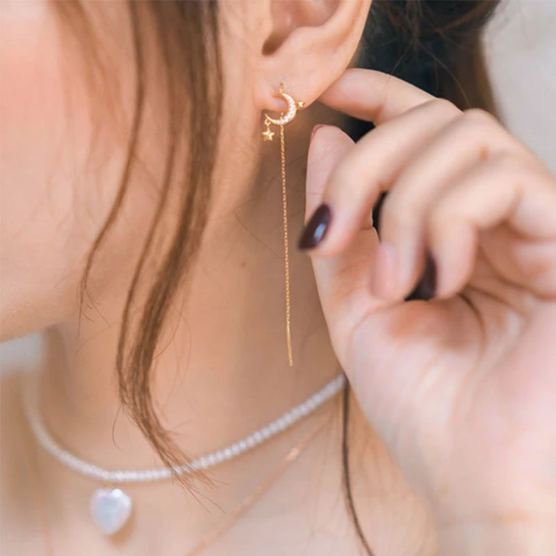 Celestial Pearl Constellation Threader Earrings