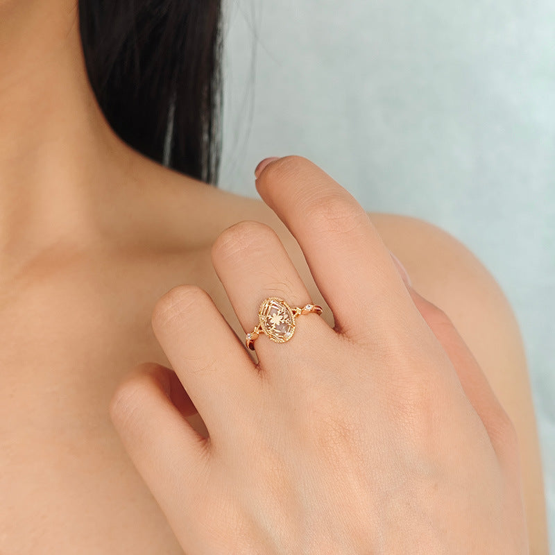 Celeste Blossom White Crystal Ring