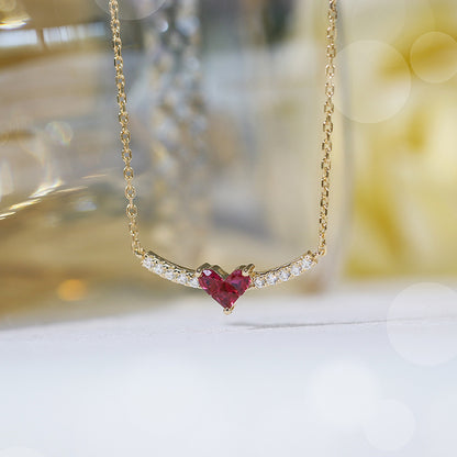 Crimson Heart Floating Ruby Necklace
