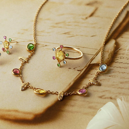 Celestial Feathers Multi-Gemstone Necklace