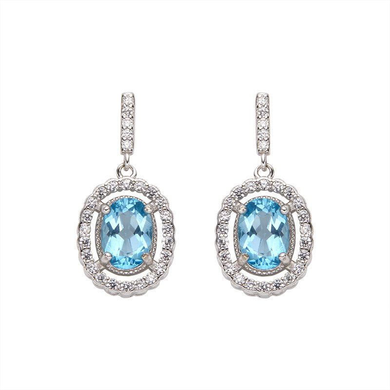 Aurélie Oval Gemstone Drop Earrings