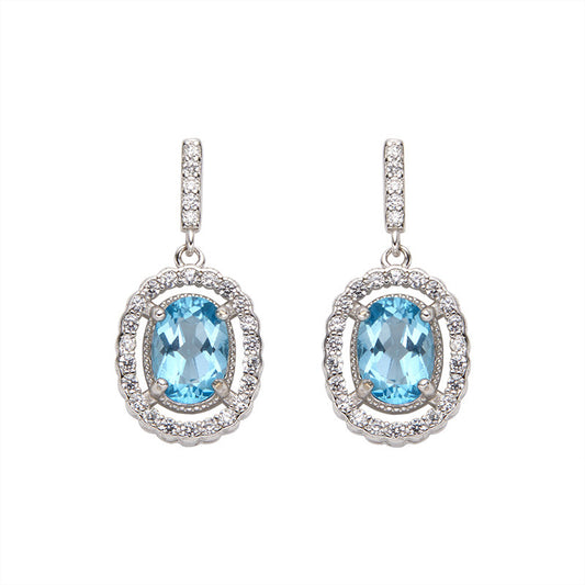 Aurélie Oval Gemstone Drop Earrings