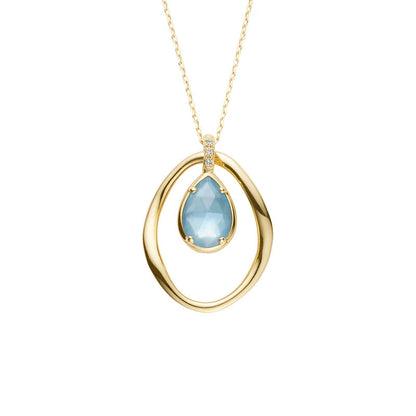 Aqua Aura Layered Gemstone Pendant Necklace