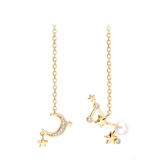 Celestial Pearl Constellation Threader Earrings