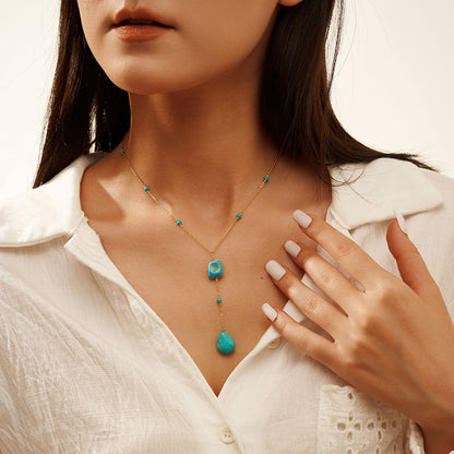 Turquoise Teardrop Y-Necklace