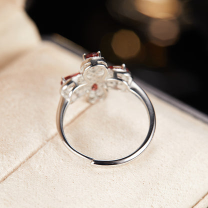 Energy Bloom Ring – Natural Gemstone Healing Flower Ring (Adjustable)