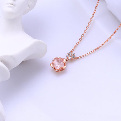 Blossom Rose Quartz Zircon Necklace
