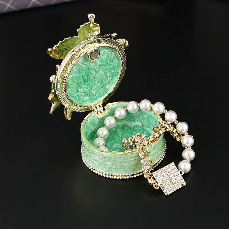 Sakura Butterfly Enamel Jewelry Box – Crystal Floral Trinket Case