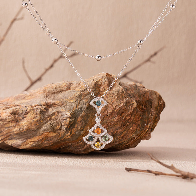 Lumière Sapphire Fan Necklace