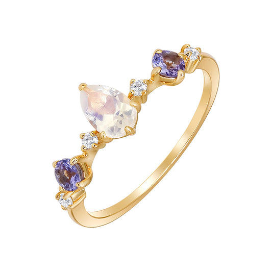 Moonlit Tears Tanzanite & Moonstone Ring