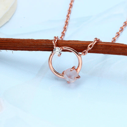 Blush Halo Rose Quartz Necklace