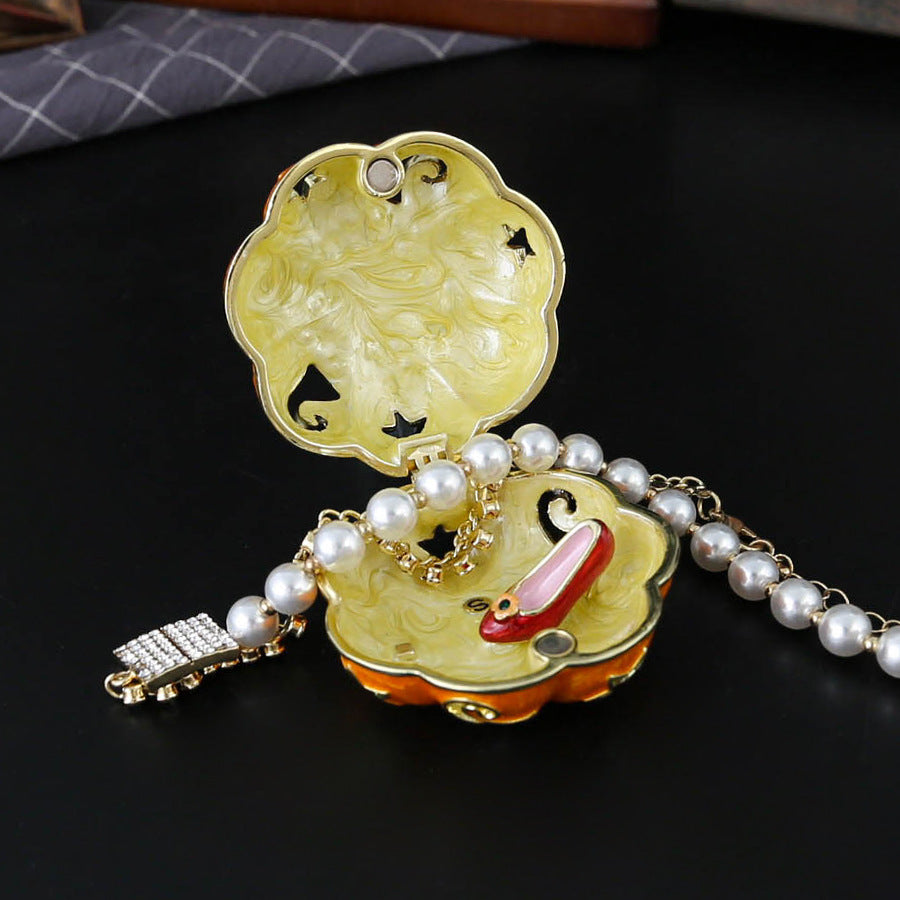 Luxury Enamel Pumpkin Jewelry Box – Crystal Trinket Holder, Vintage Halloween Gift