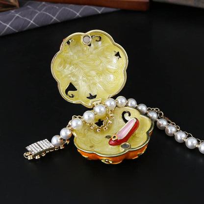 Luxury Enamel Pumpkin Jewelry Box – Crystal Trinket Holder, Vintage Halloween Gift