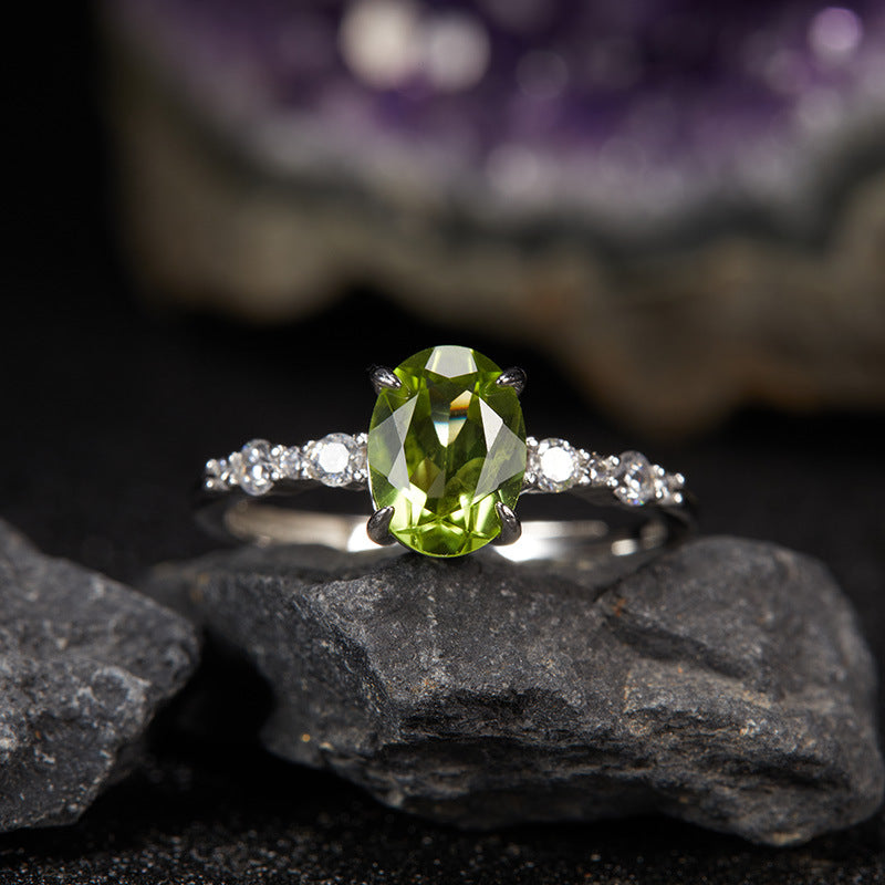 Aurora Oval Gemstone Open Ring