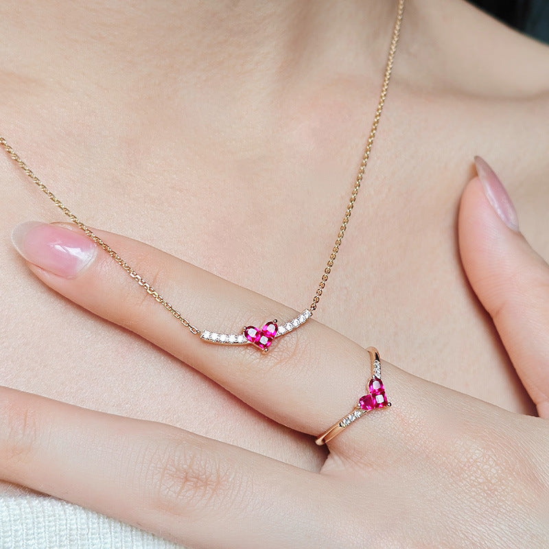 Crimson Heart Floating Ruby Necklace