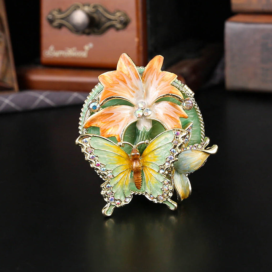 Sakura Butterfly Enamel Jewelry Box – Crystal Floral Trinket Case
