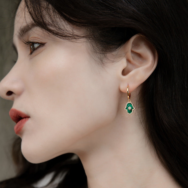 Ella Malachite Guardian Hoop Earrings