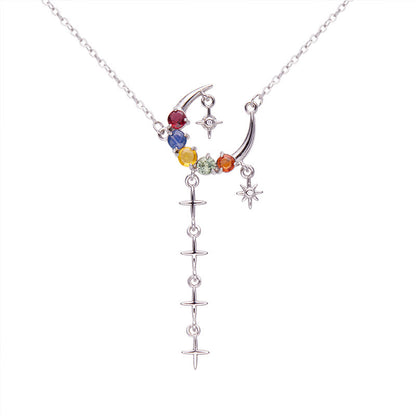 Stellar Crescent Gemstone Necklace