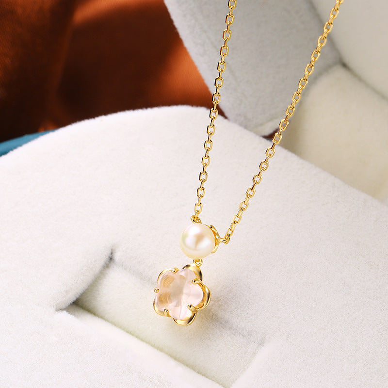 Blossom Rose Quartz & Pearl Necklace