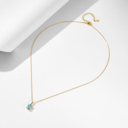 Sky Blue Topaz Oval Pendant Necklace