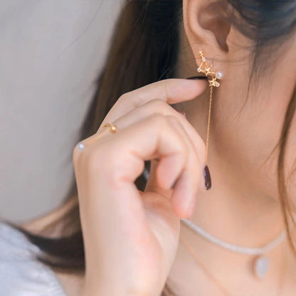 Celestial Pearl Constellation Threader Earrings