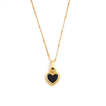 Dual Love Onyx & Pearl Heart Necklace