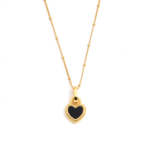 Dual Love Onyx & Pearl Heart Necklace