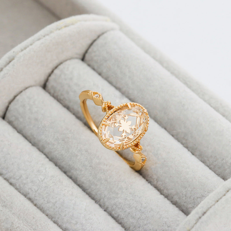 Celeste Blossom White Crystal Ring