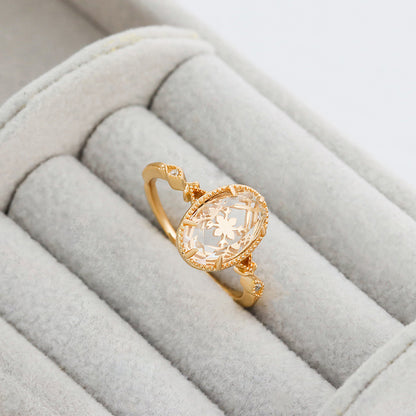 Celeste Blossom White Crystal Ring