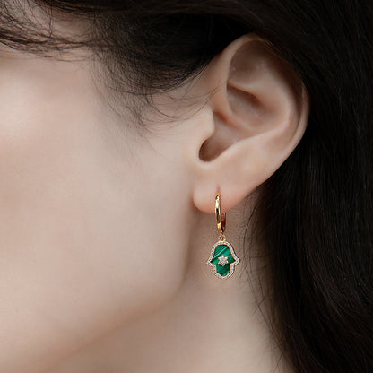 Ella Malachite Guardian Hoop Earrings