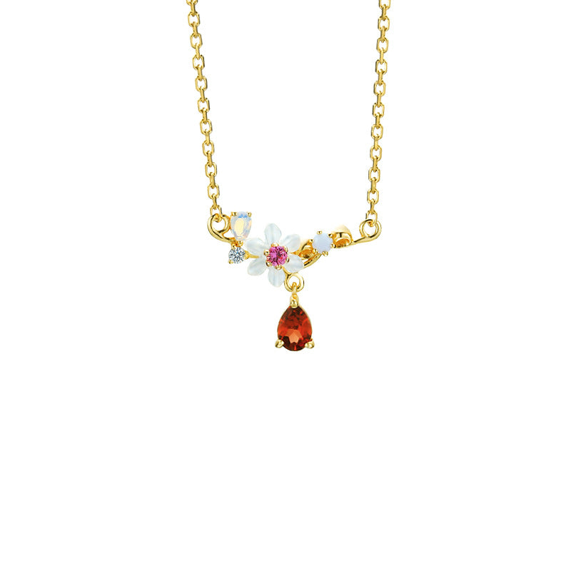 Rosalie Floral Garnet Necklace