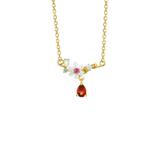 Rosalie Floral Garnet Necklace